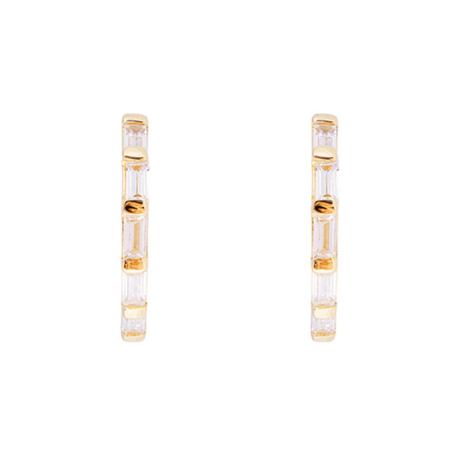 Crystal Baguette Midi Hoops