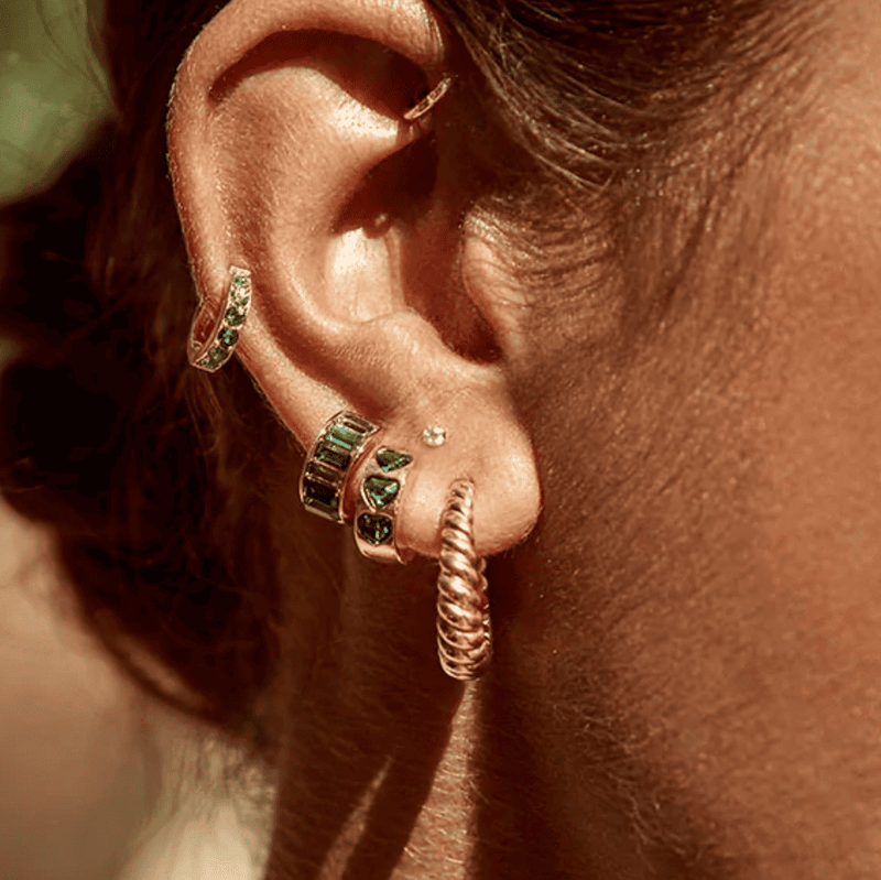 Green Ombre Midi Hoops