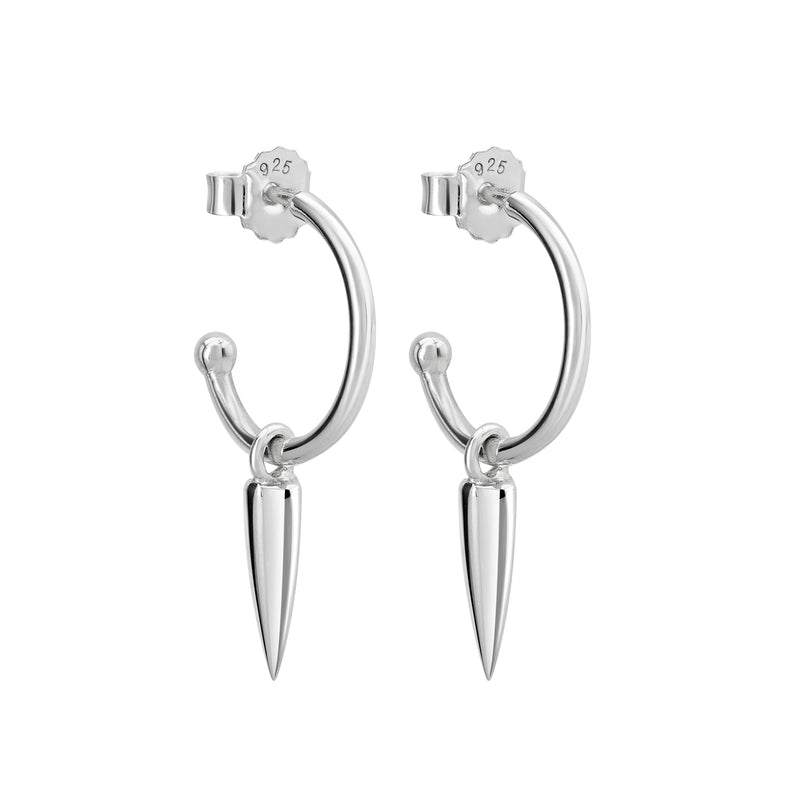 Petite Dagger Hoop Earrings in Silver