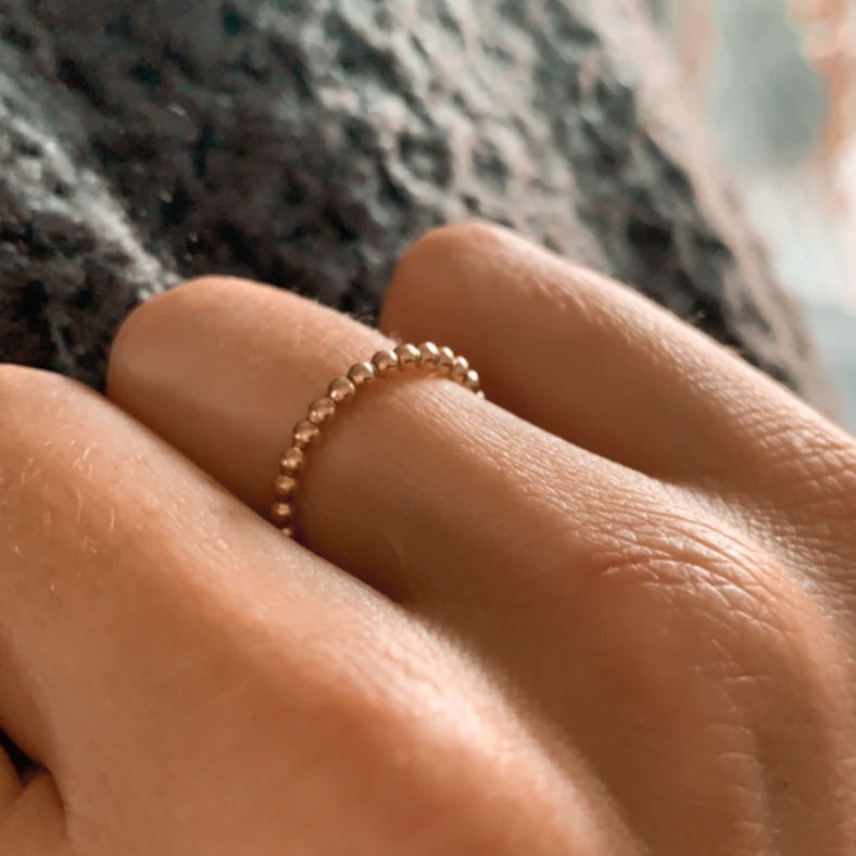 Rose gold on sale beaded ring