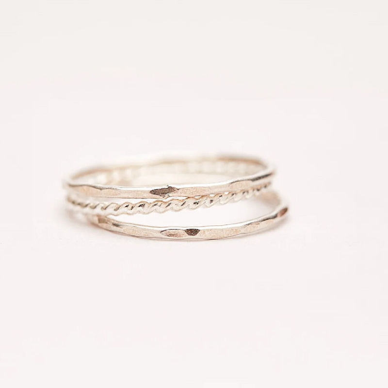 Hammered and Twisted Ring Set