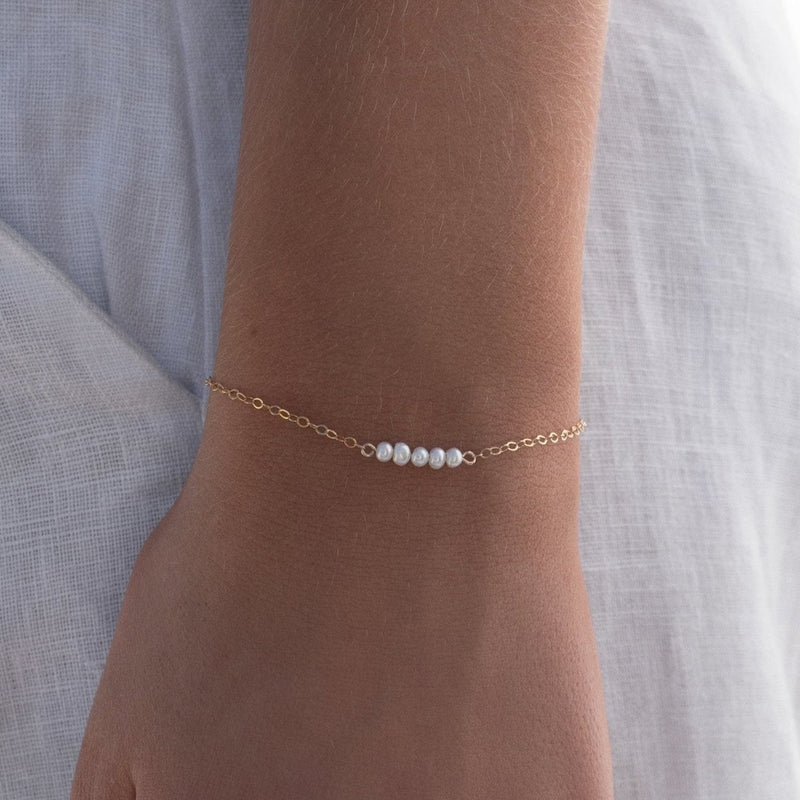 Small Freshwater Pearl Stack Bracelet in Silver